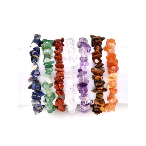 Lot de 7 bracelets chips pour les 7 chakras en pierres semi précieuses - Photo n°3