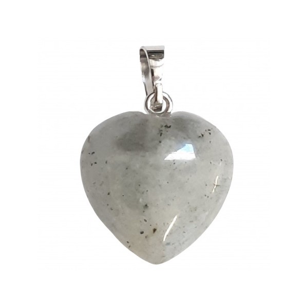 Grand pendentif coeur en labradorite + chaine 2,5cm - Photo n°1