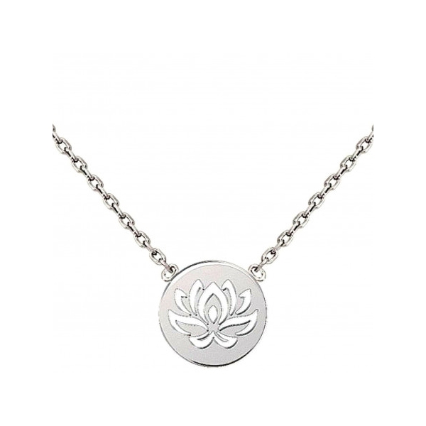 Collier avec breloque médaille fleur de lotus en argent - 42cm - Photo n°1