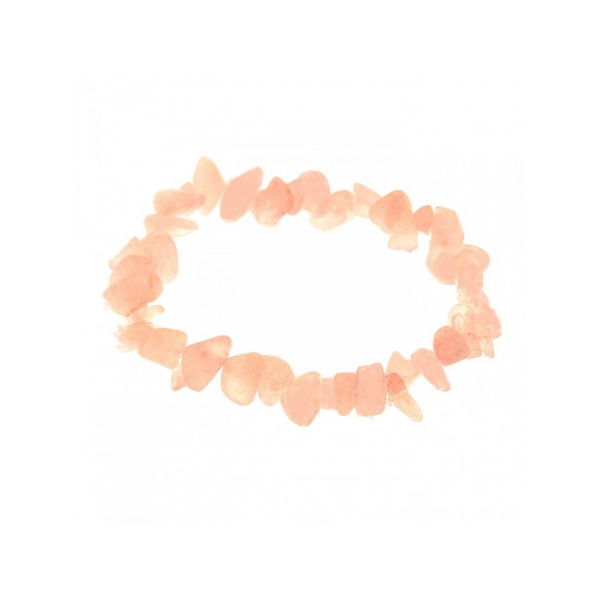 Bracelet élastique de perles chips en quartz rose - 50mm - Photo n°1