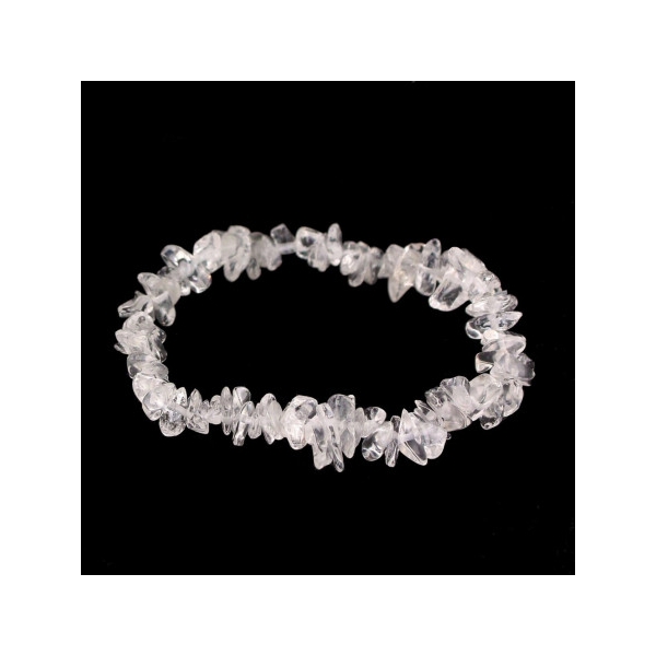 Bracelet élastique de perles chips en cristal de roche - 50mm - Photo n°1