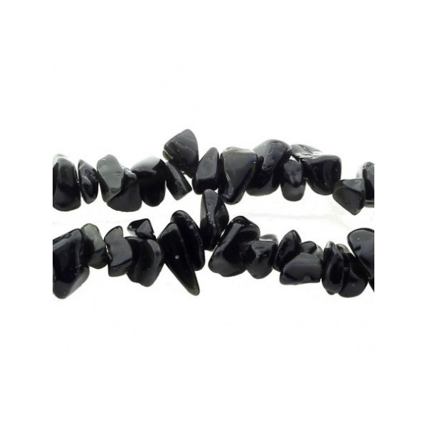 Fil de chips perles en Obsidienne noire - fil de 80cm NEUF - Photo n°1