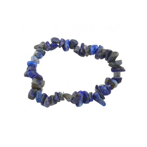 Bracelet élastique de perles chips en lapis lazuli lazulis - 50mm - Photo n°2