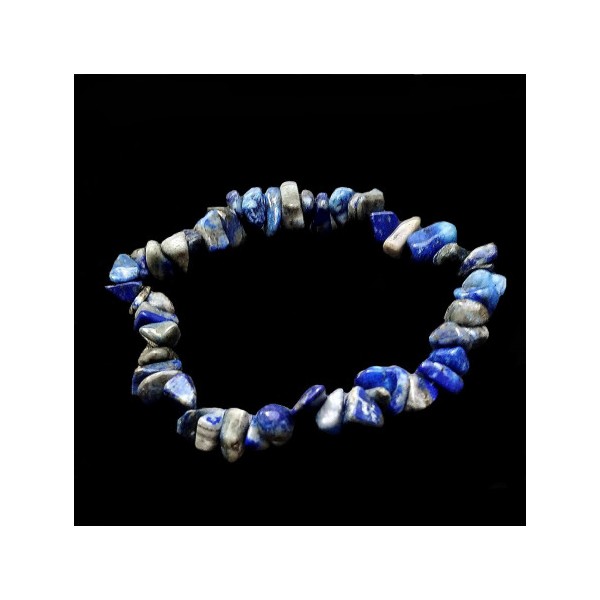 Bracelet élastique de perles chips en lapis lazuli lazulis - 50mm - Photo n°3