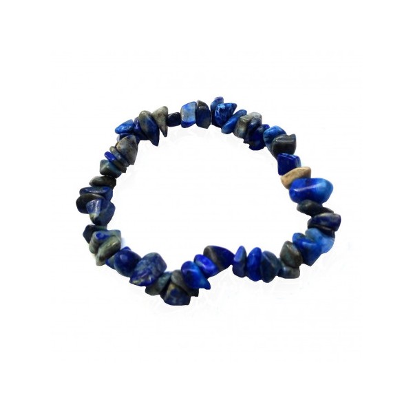 Bracelet élastique de perles chips en lapis lazuli lazulis - 50mm - Photo n°4