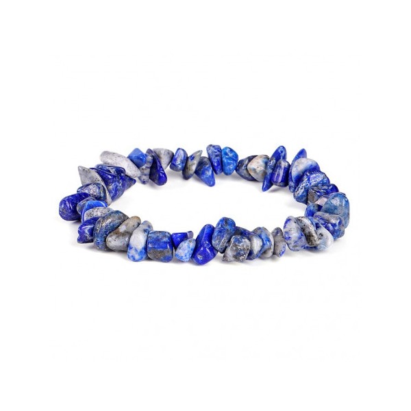 Bracelet élastique de perles chips en lapis lazuli lazulis - 50mm - Photo n°1