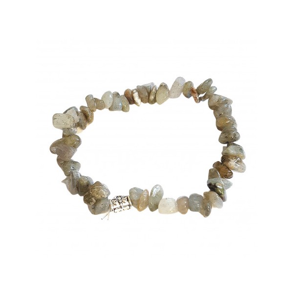 Bracelet élastique de perles chips en labradorite petite breloque - 50mm - Photo n°1