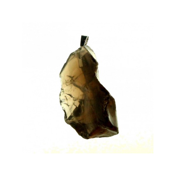 Pendentif pierre brute en quartz fumé + chaine 3cm environ - Photo n°1