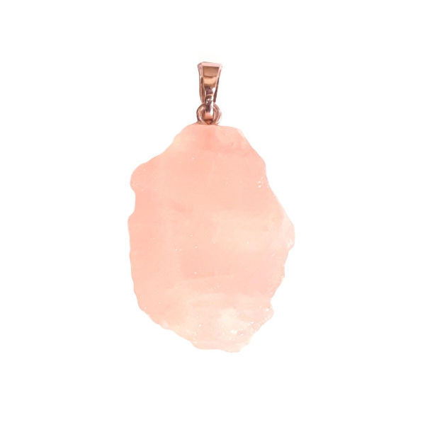 Pendentif pierre brute en quartz rose + chaine 3cm environ - Photo n°1