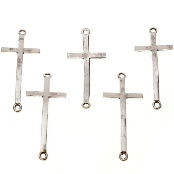 Accessoires création connecteurs bracelets croix (5 pièces) Argenté - Photo n°1