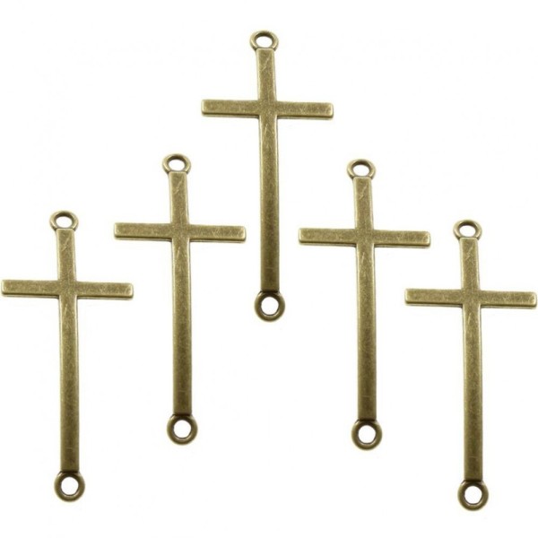 Accessoires création connecteurs bracelets croix (5 pièces) Bronze - Photo n°1