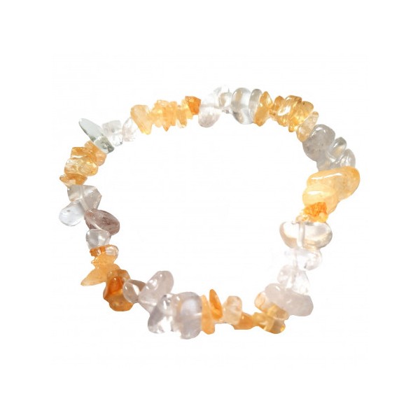 Bracelet élastique de perles chips en cristal de roche et citrine - 50mm - Photo n°1