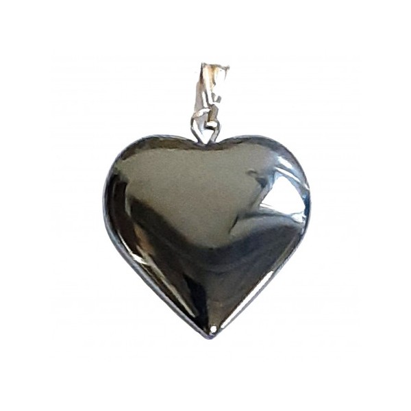 Grand pendentif coeur en hématite + chaine 2cm - Photo n°1