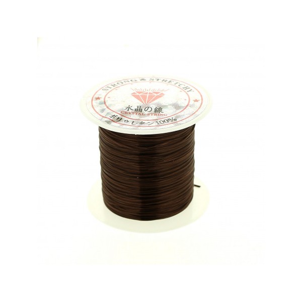 Rouleau bobine de 10 m de fil de fibres élastique couleur marron chocolat 0,8mm - Photo n°1