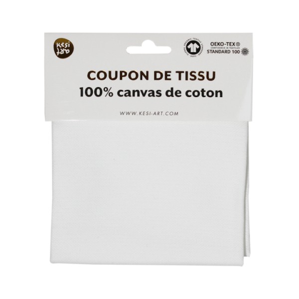 Coupon tissu coton canvas oeko-tex blanc  Kesi'art 50cm - Photo n°1