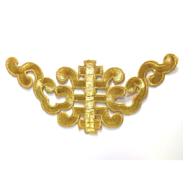APPLIQUE TISSU THERMOCOLLANT : ornement gold 17*7cm (06) - Photo n°1