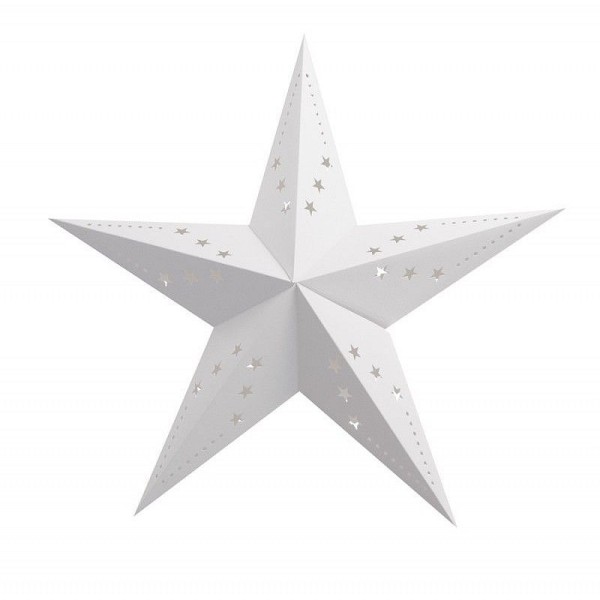 Grande Lanterne étoile blanche, dim. 60 cm, suspension en carton, déco anniversaire noel - Photo n°1