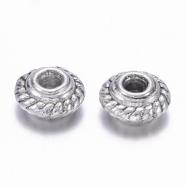 Perles métal intercalaire toupie strié 5 mm argent mat x 50 - Photo n°1