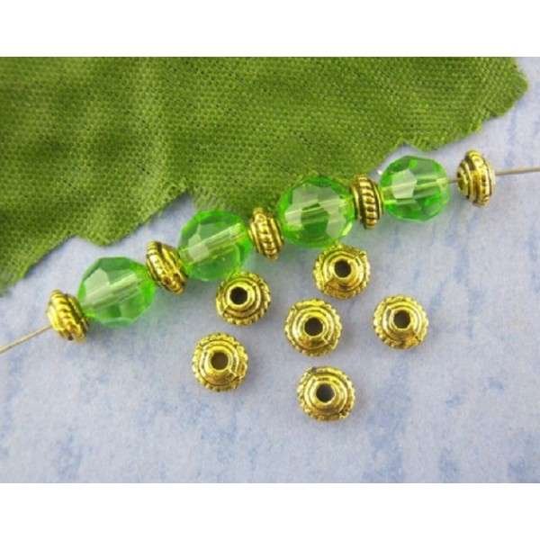 Perles métal intercalaire toupie strié 5 mm doré x 50 - Photo n°1