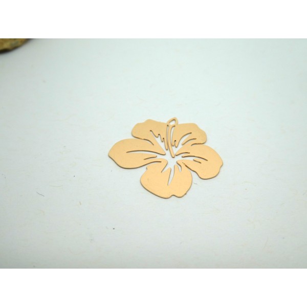 4 Estampes filigranées fleur d'hibiscus 21*19mm doré - Photo n°1