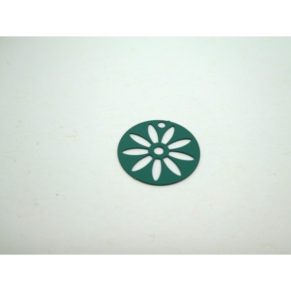 6 Estampes filigranées rondes 16mm fleur ajourée vert - Photo n°1