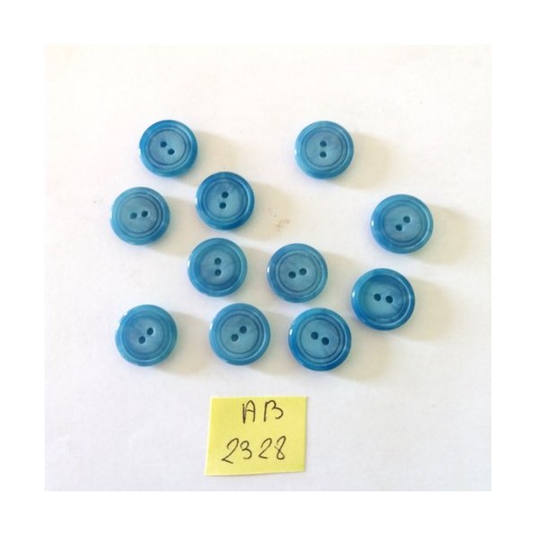 11 Boutons en résine bleu - 8mm - AB2328 - Photo n°1