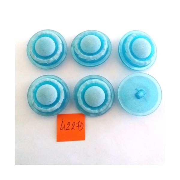 6 Boutons en résine bleu - vintage - 27mm - 4227D - Photo n°1