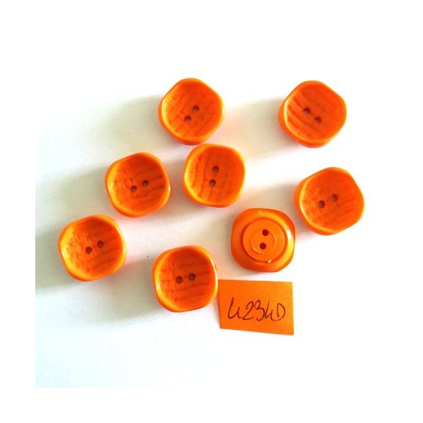8 Boutons en résine orange - vintage - 15x15mm - 4234D - Photo n°1