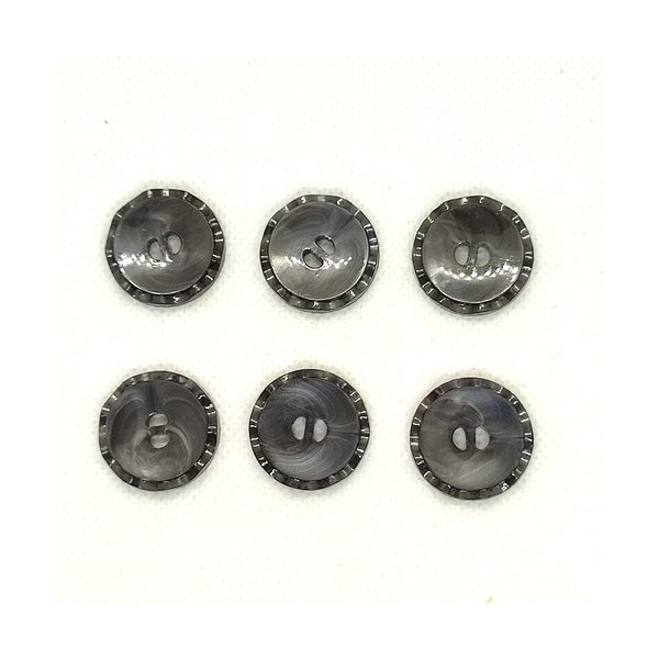 6 Boutons en résine gris - 22mm - A32 - Photo n°1