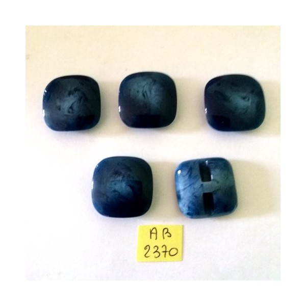 5 Boutons en résine bleu - 24x24mm - AB2370 - Photo n°1