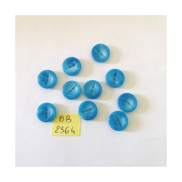 10 Boutons en résine bleu - 14mm - AB2364 - Photo n°1
