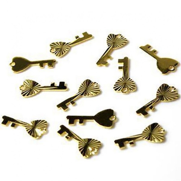Accessoires création breloque pendentif clef ciselée (50 pièces) Doré - Photo n°1