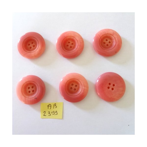 6 Boutons en résine rose - 28mm - AB2399 - Photo n°1