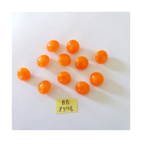 11 Boutons boule en résine orange - 14mm - AB2398 - Photo n°1