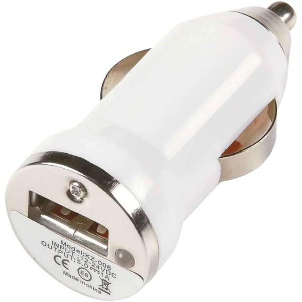 Chargeur de voiture - Prise USB allume cigare - Universel - Blanc - 12V 1A - Photo n°1