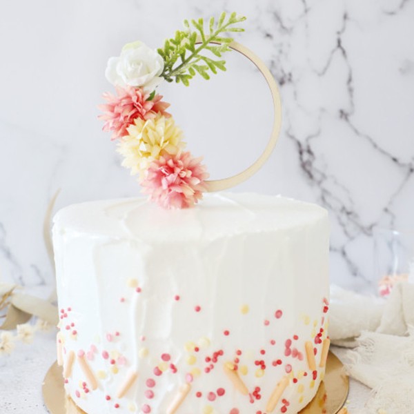 Cake Topper bois - Fleurs - Photo n°2