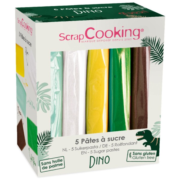 Pâtes à sucre - Dino - Multicolore - 5 x 80 g - Photo n°1