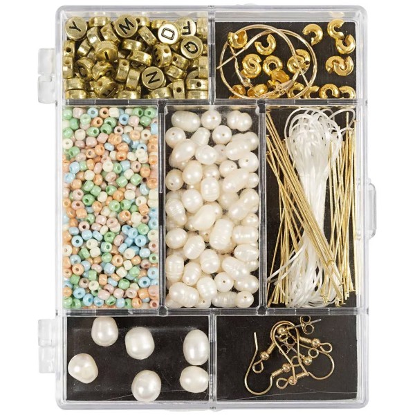 Kit DIY bijoux - Mix créatif - Perles d'eau douce - Couleurs pastels - Photo n°1