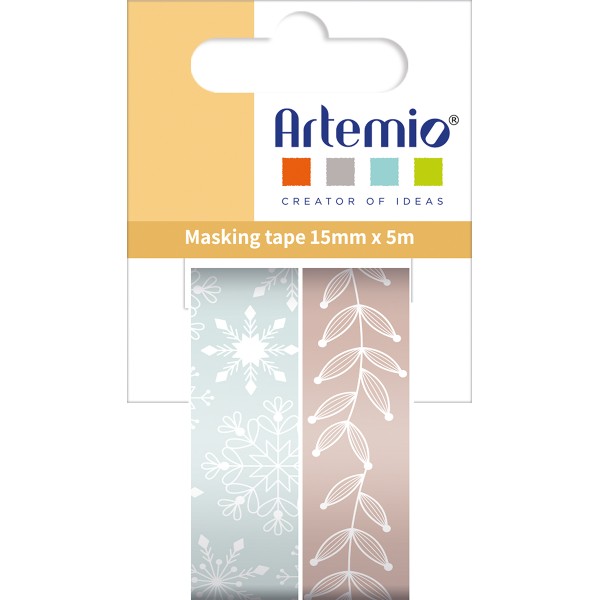 Masking Tape - Let it snow - Branches/Pois - 1,5/3 cm x 5 m - 2 pcs - Photo n°1