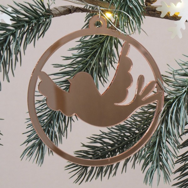 Décoration Noël en acrylique - Rose Gold/Argenté - Oiseaux - 10 cm - Photo n°2