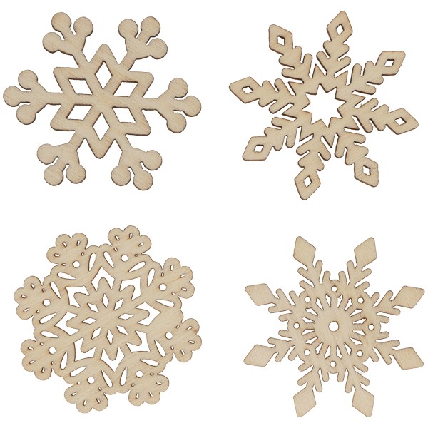 Mini formes en bois - Let it snow - Flocons - 2,5 à 4 cm - 12 pcs - Photo n°1