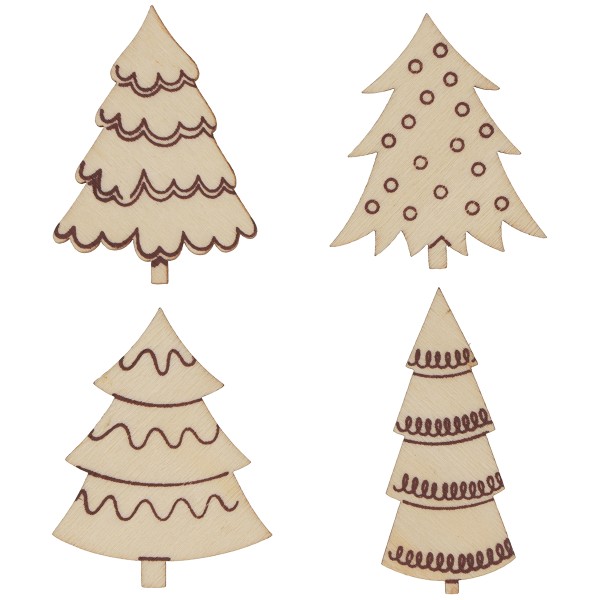 Mini formes en bois - Let it snow - Sapins - 2,5 à 4 cm - 12 pcs - Photo n°1