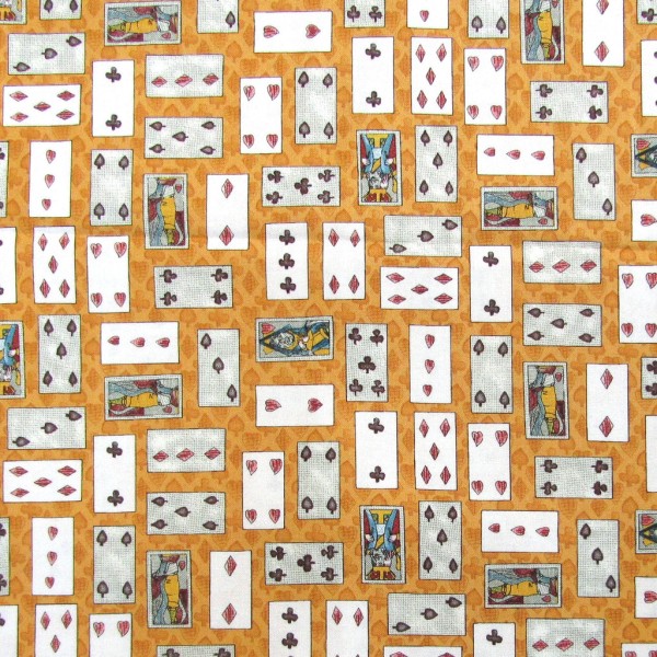 Pièce de tissu Coupon Tissu Cartes Alice aux pays des merveilles 54x45 cm - Photo n°1