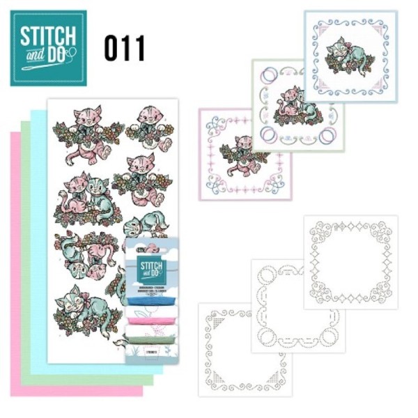 Stitch and do 011 - kit Carte 3D broderie - Couple de chats - Photo n°1
