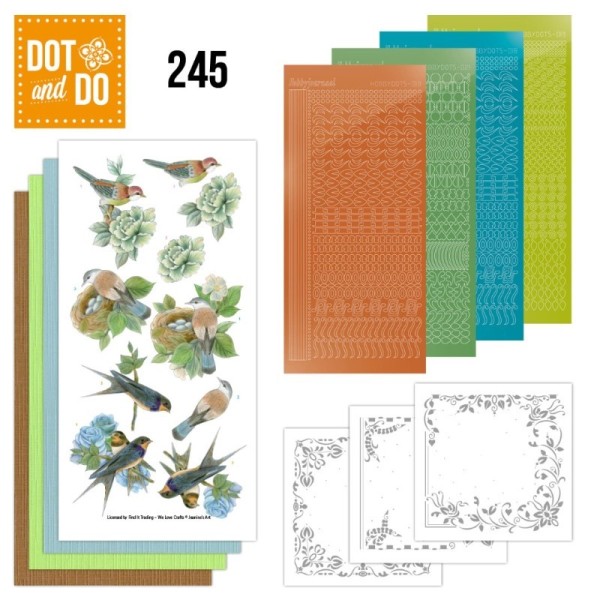 Dot and do 245 - kit Carte 3D - Oiseaux vintage - Photo n°1