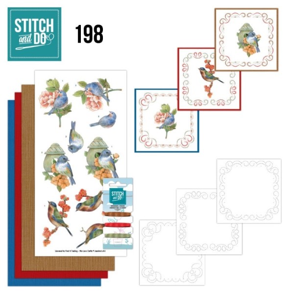 Stitch and do 198 - kit Carte 3D broderie - Oiseaux Vintage - Photo n°1
