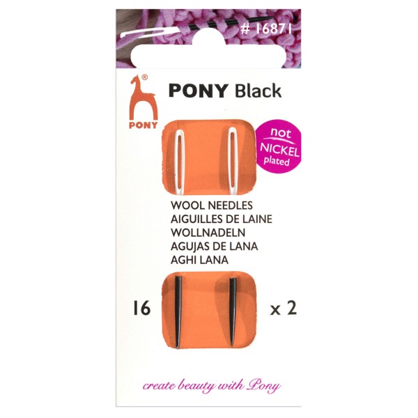 Pony Aiguilles Laine Noir avec Oeil Blanc Pour coudre les Tricots Taille 16 - Photo n°1