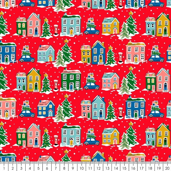 Tissu Noël Coton - Deck The Halls - Holiday Village - Vendu par 10 cm - Photo n°3