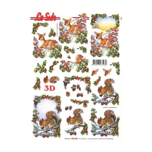 Carte 3D à découper - faon et écureuils - 650003 - Photo n°1