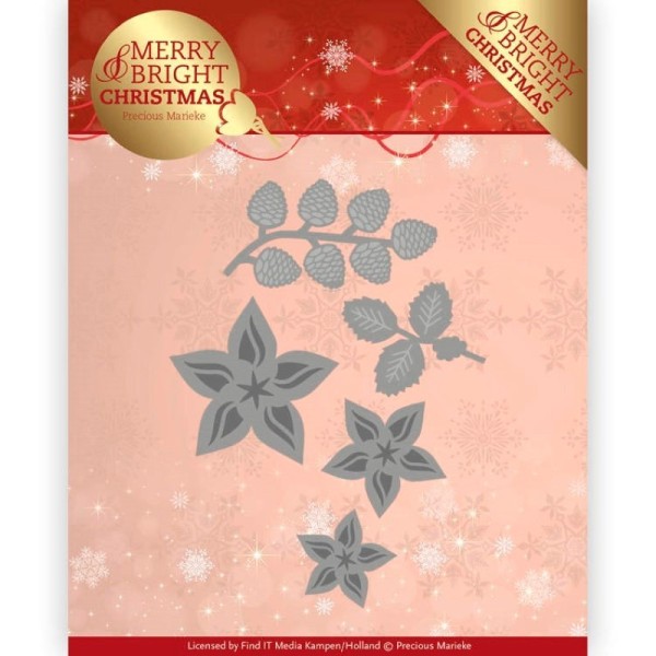 Die - PM10132 - Merry and Bright Christmas - Fleurs de Noël 7.3 x 6.2 cm - Photo n°1
